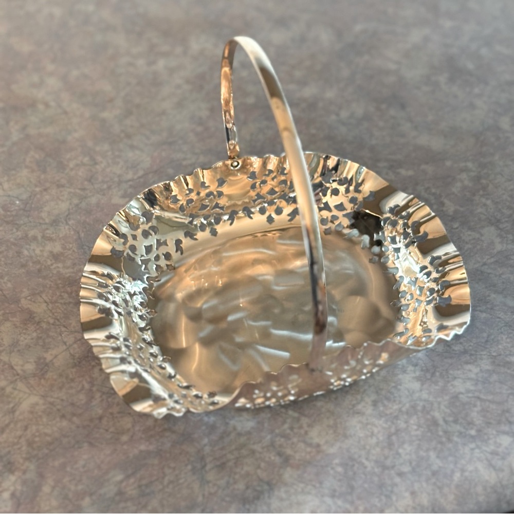 60's Silverplate Wedding Basket - BMF Germany Silver Plate Basket - Fruit Basket